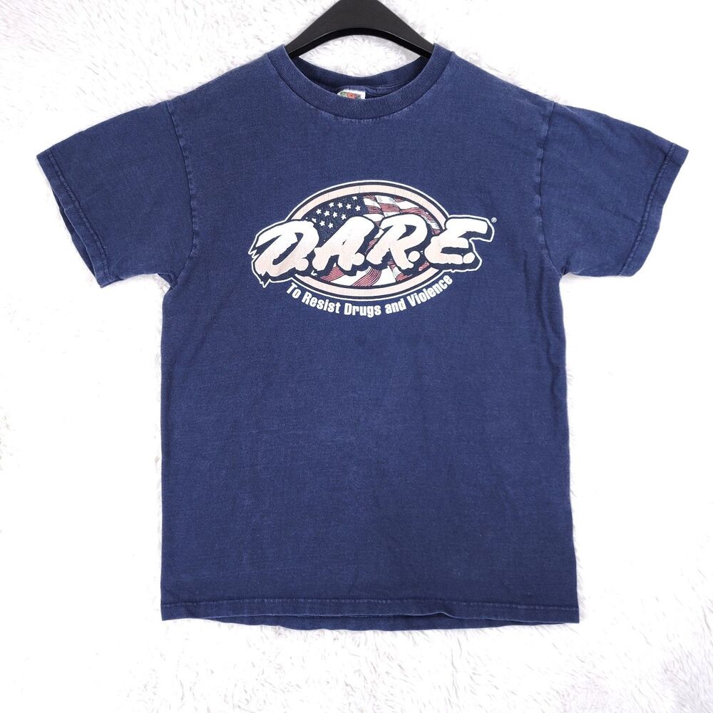 Vintage Dare Resist Drugs and violence American flag T shirt 90s VTG Tee Fade